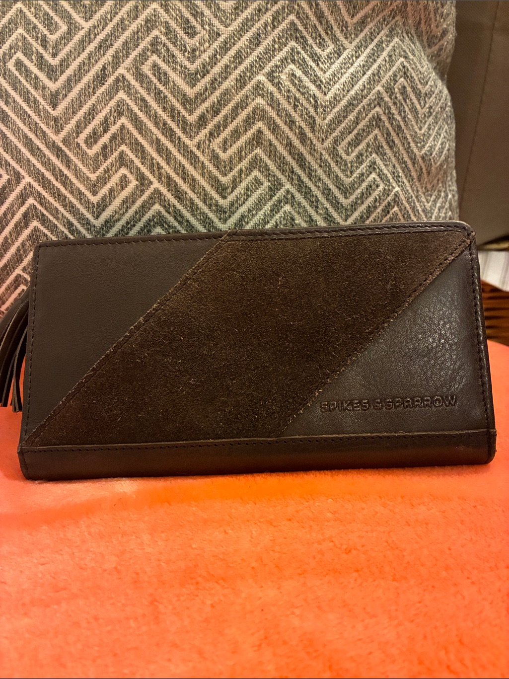 Brand New Chocolate Brown Genuine Leather Wallet With Suede And Tassel Details